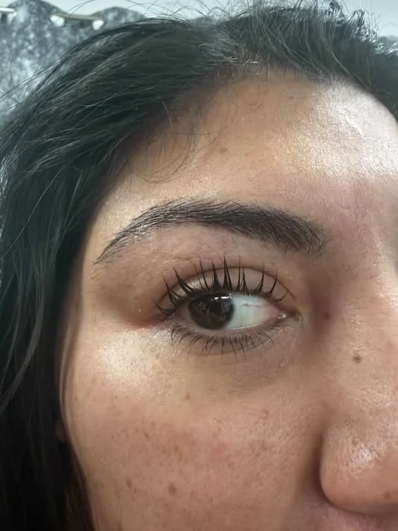Close-up of healthy skin and lashes