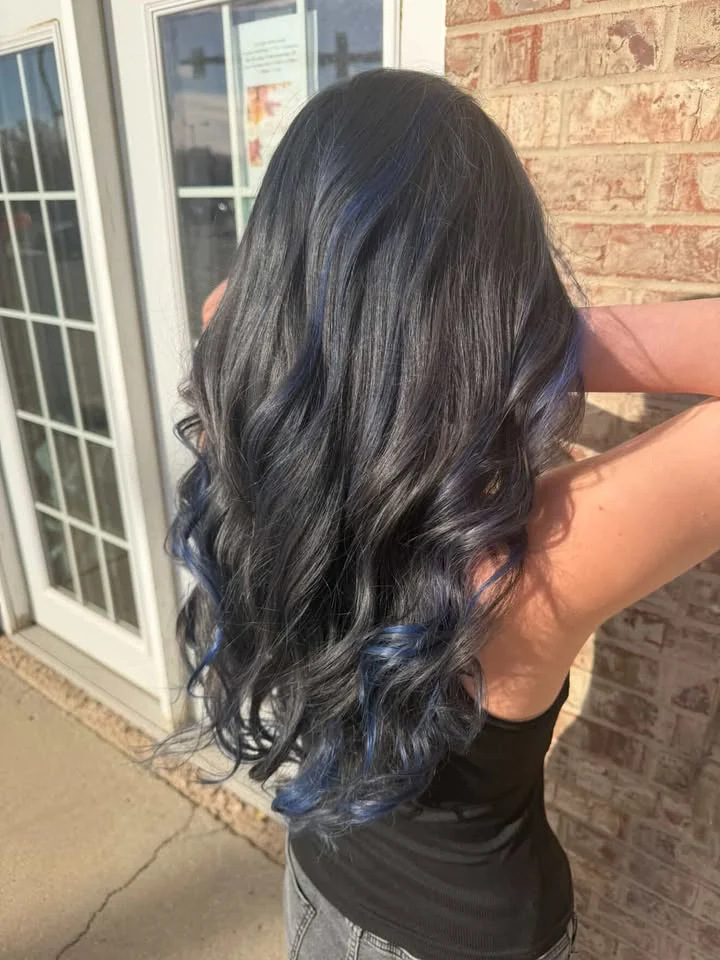 Long dark waves styled at Salon6Esthetics