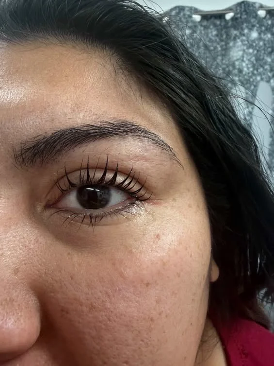 Eye and brow detail from a salon client